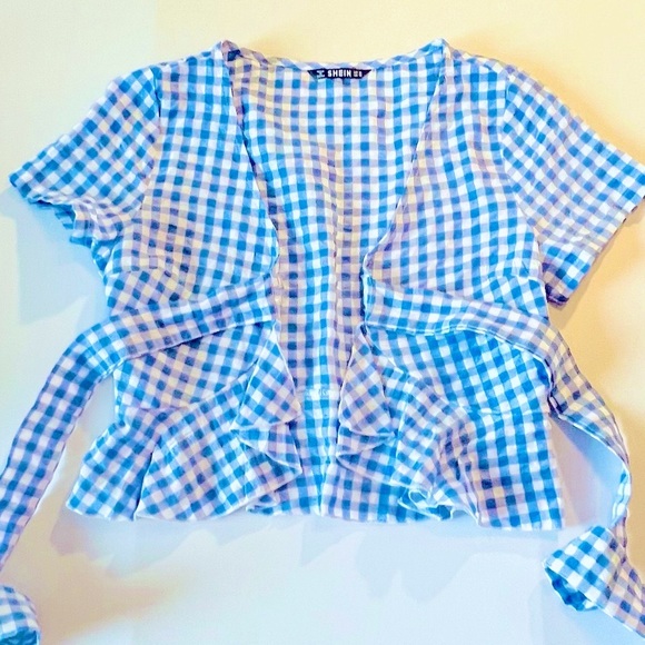 Shein gingham Wrap-front blouse - Picture 3 of 5